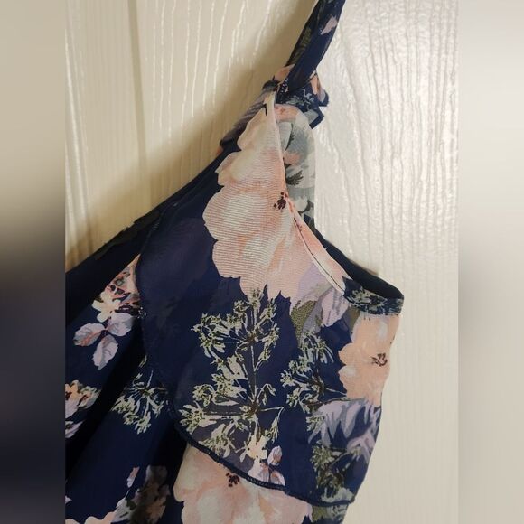 Trixxi M ShiffonMlticlred Floral Print DoubleSlits ColdShoulder Maxi Women Dress - Picture 5 of 9